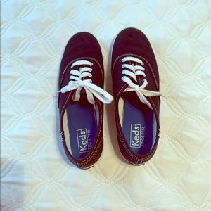 Keds Navy Blue Canvas Sneakers with White Laces